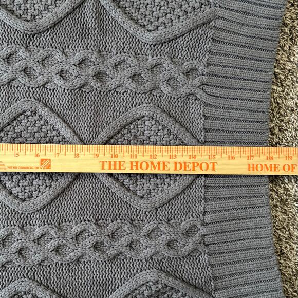 Line & Dot Jasper Fringe Sweater S Gray Cable Knit CottageCore CabinCore NWT - Picture 6 of 9